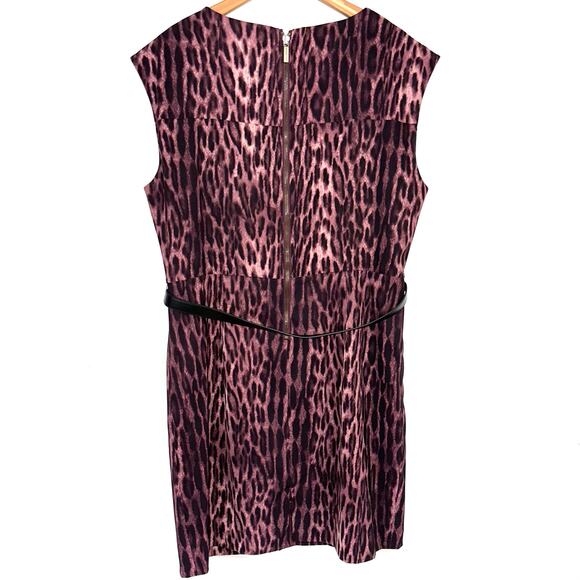MICHAEL Michael Kors Purple Animal Print Belted Sheath Dress Size 14 - Picture 9 of 15